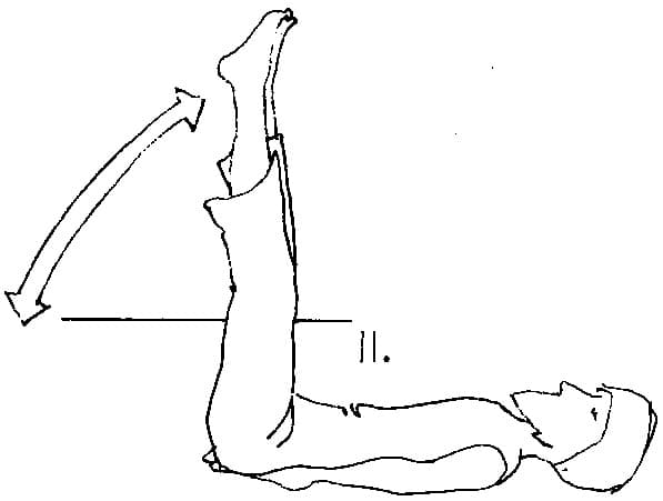Lie on the back with the heels together