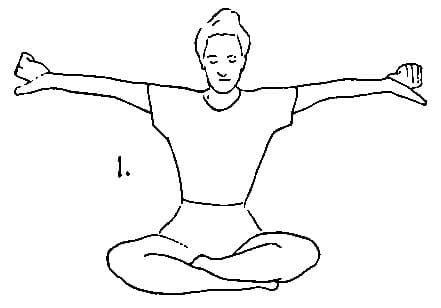 1. Sit in Easy Pose with the arms straight out to the sides