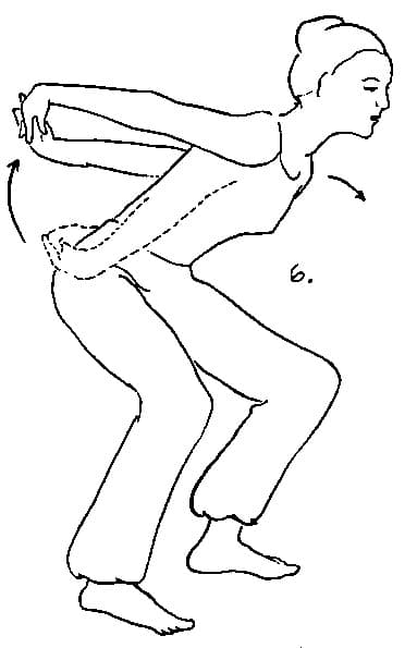 . Stand up with the hands locked behind you in Venus Lock