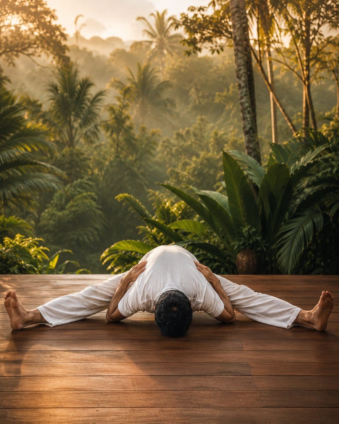 Situps with legs spread wide..