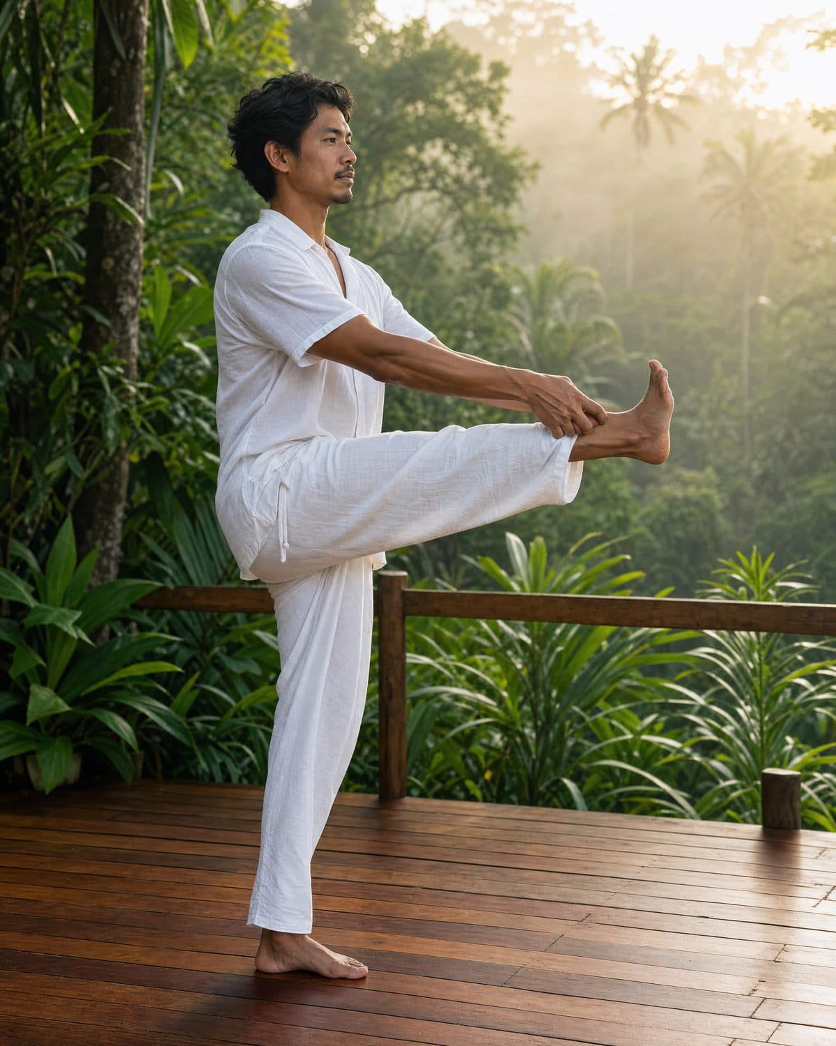 Stand on the left foot