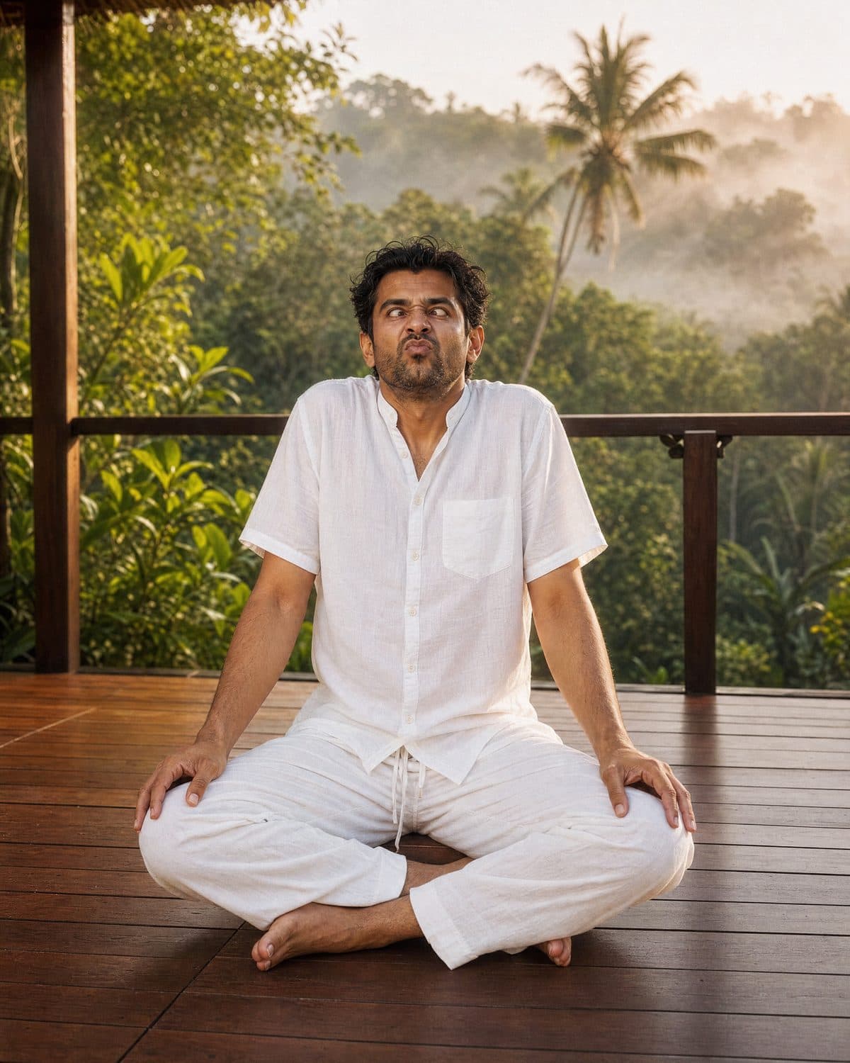 Remain in Easy Pose.