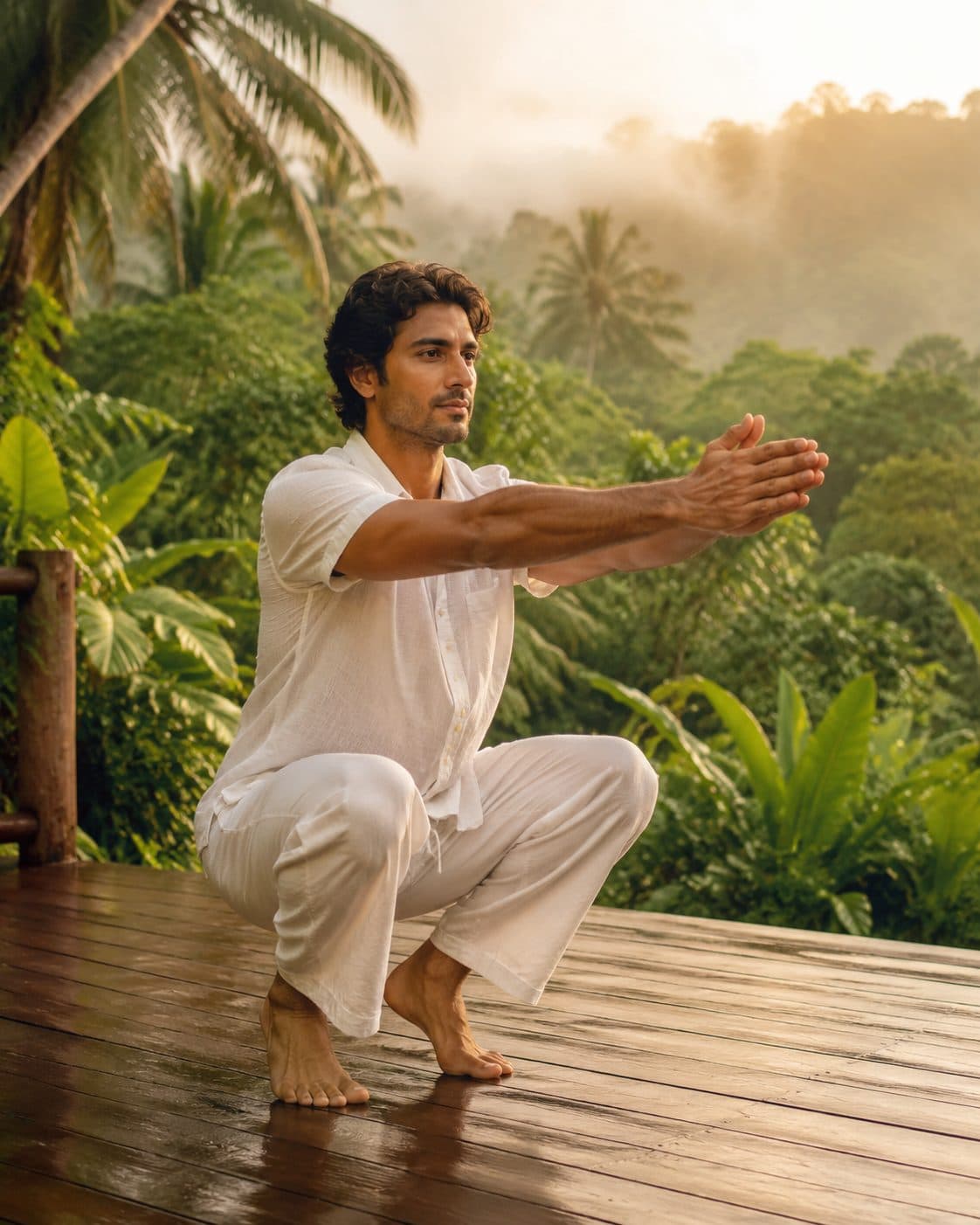 Squat into Crow Pose