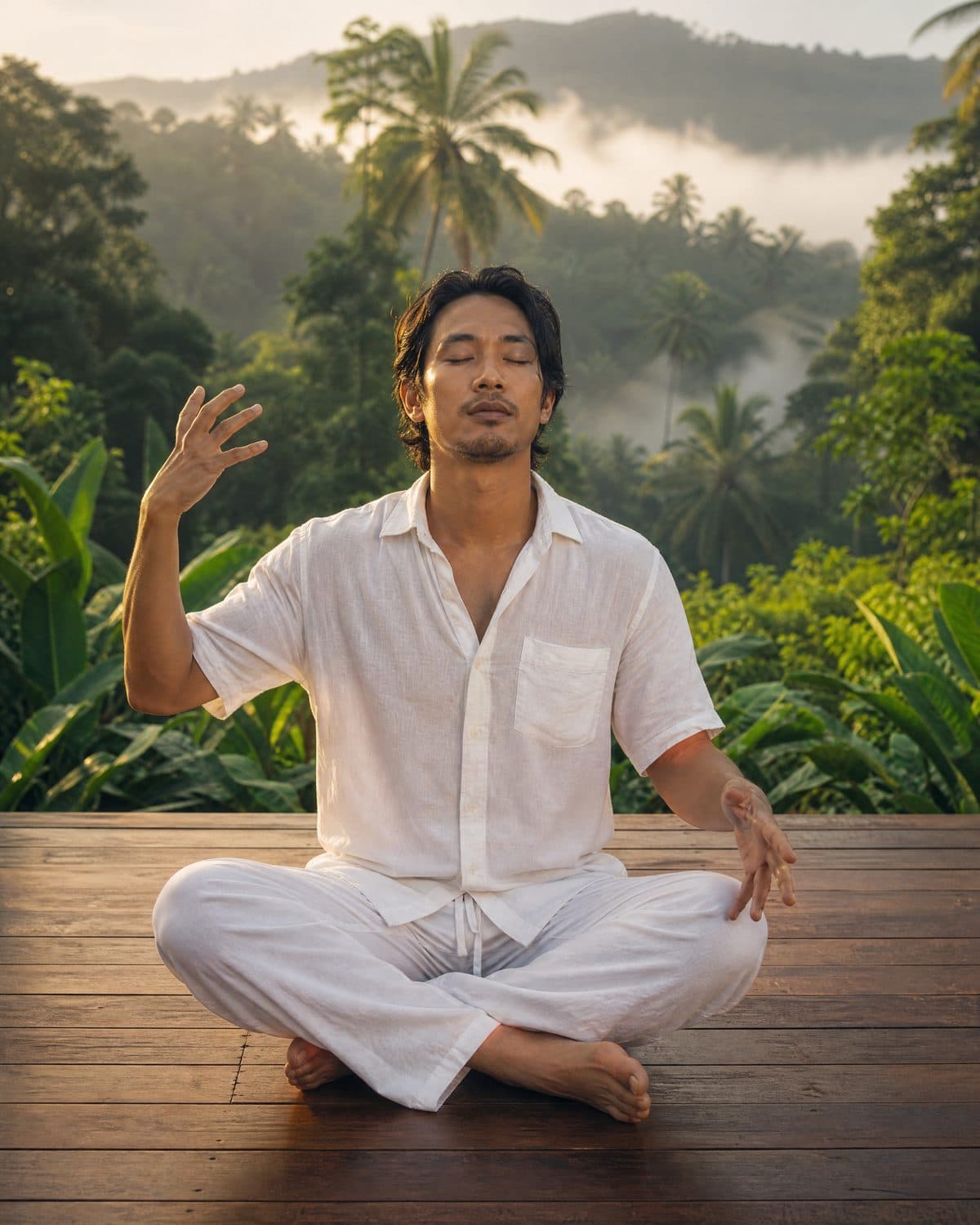 9. Sit in Easy Pose with the eyes closed and meditate on a beautiful song