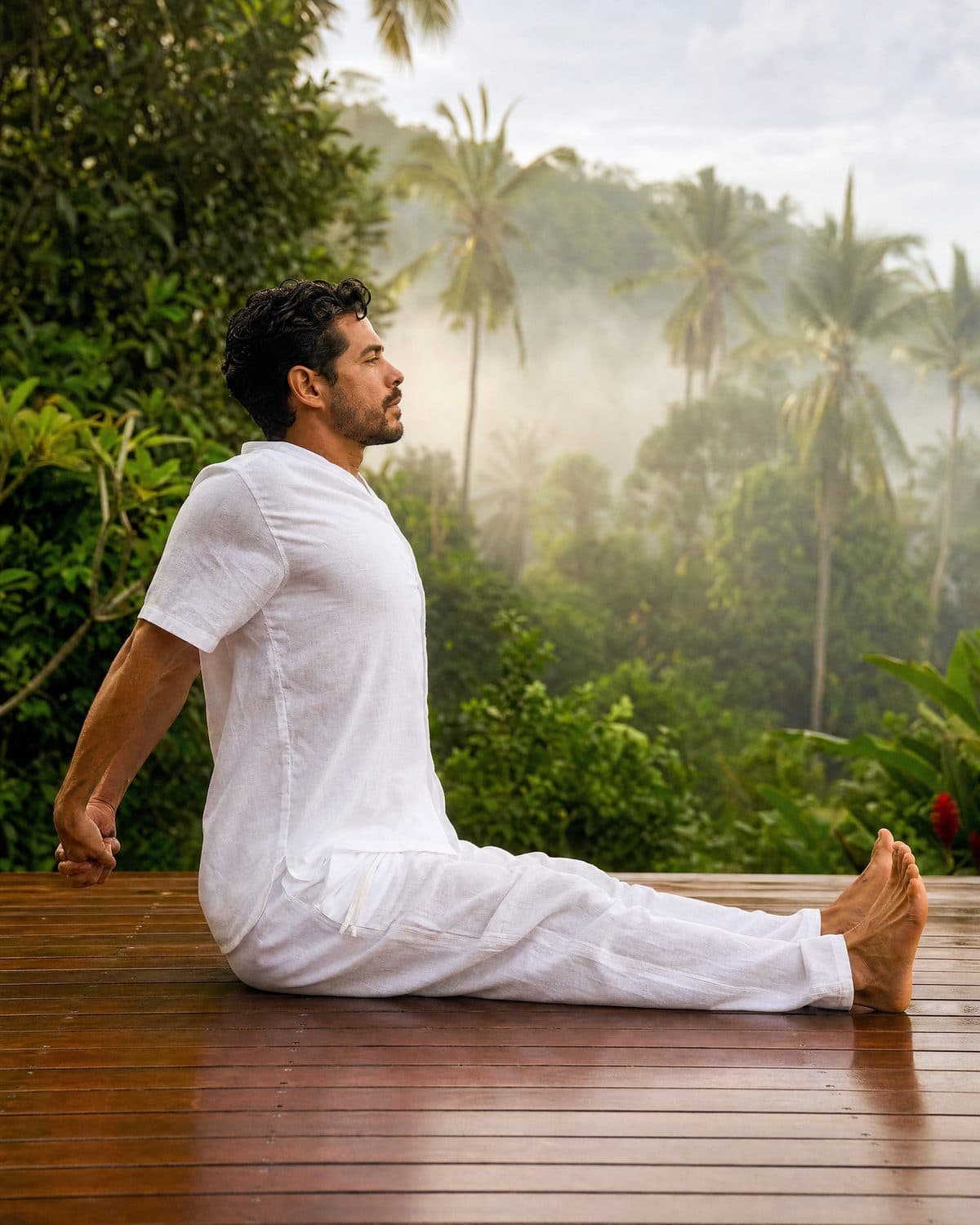 5. Remain sitting with the legs stretched out in front of you.