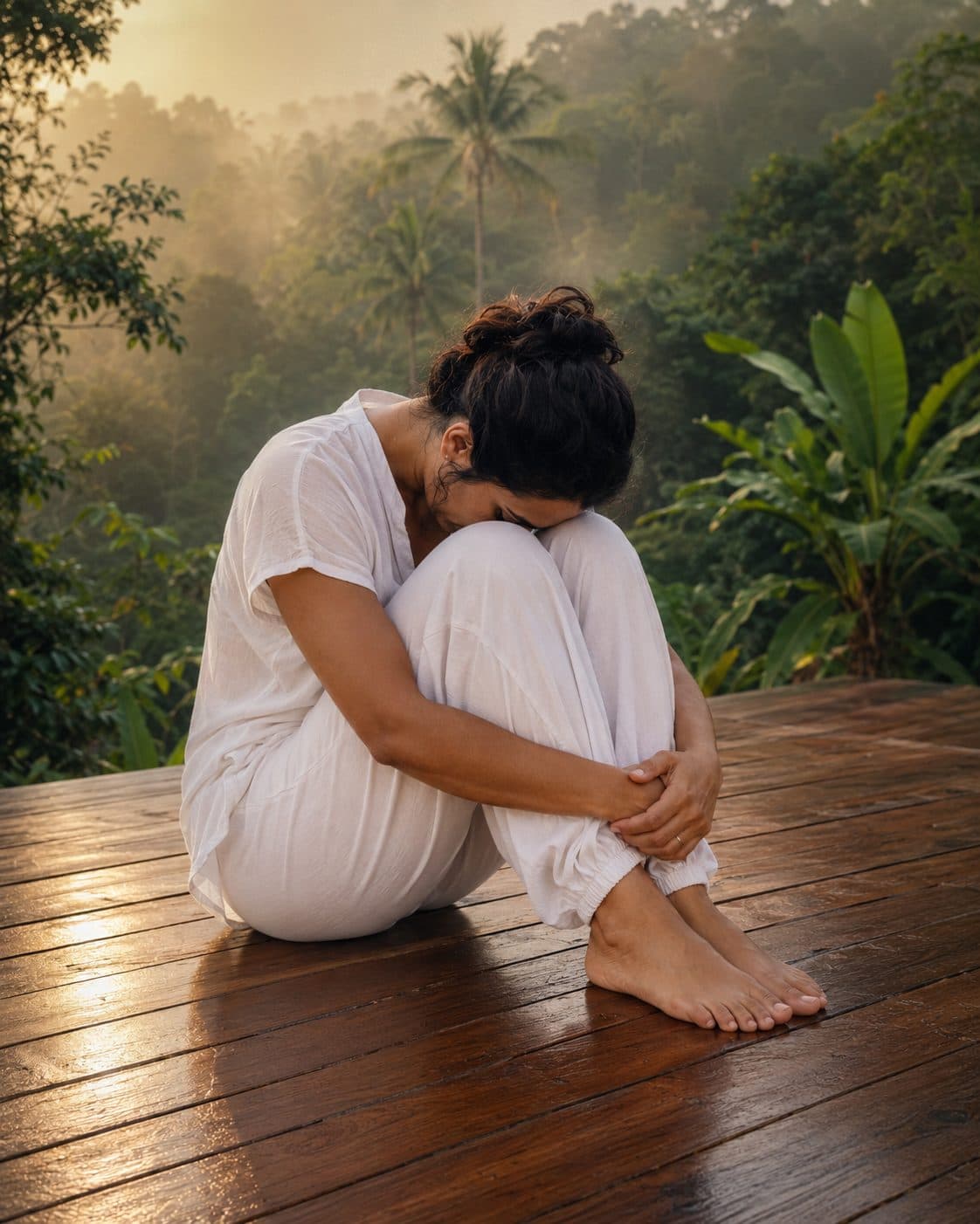 Sit in Easy Pose in Budh Mudra